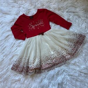 Zunie Red and Cream Sparkle Kids Dance Costume